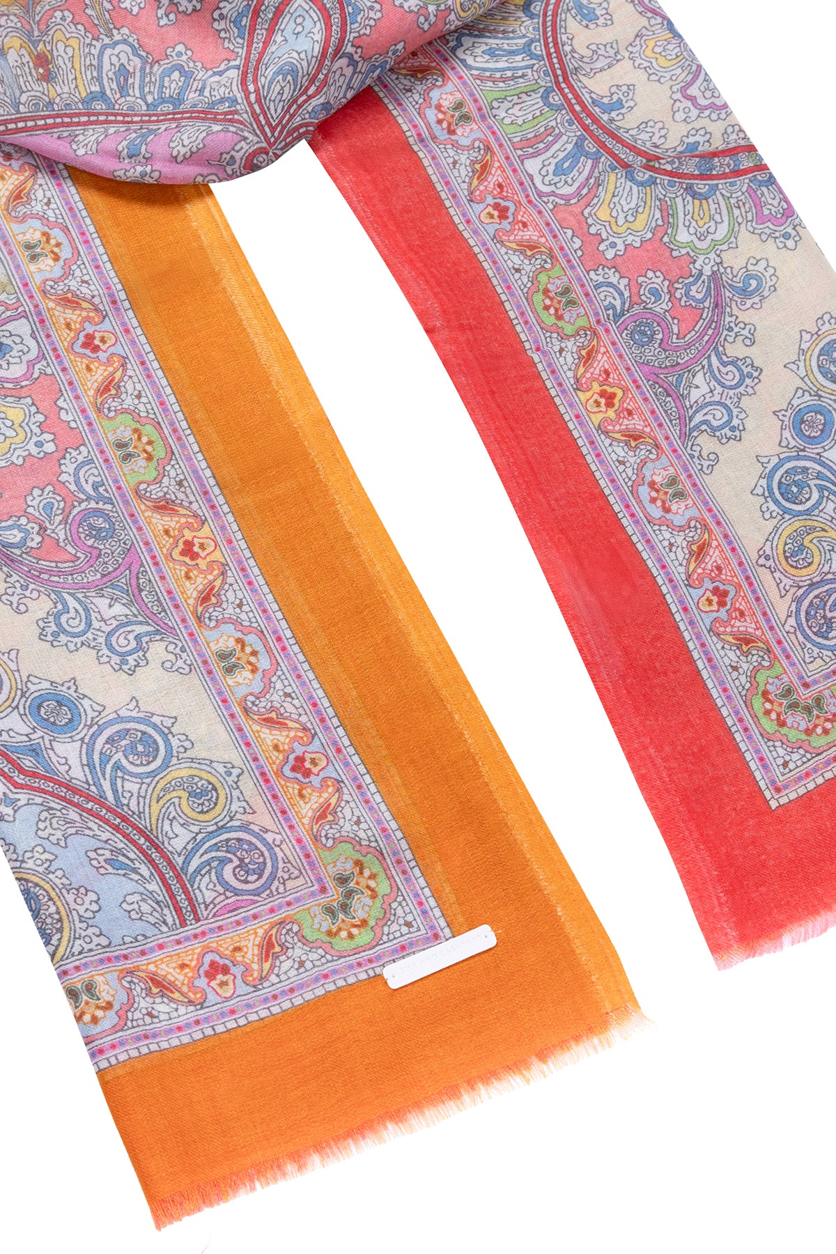 Turuncu Jas İpekli Renkli Desenli Şal 70x180