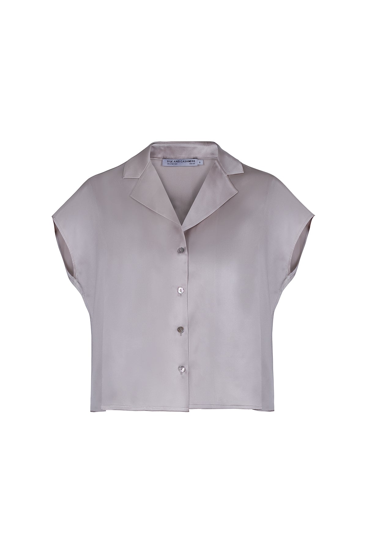 Açık Gri Astrid Saf İpek Kolsuz Gömlek