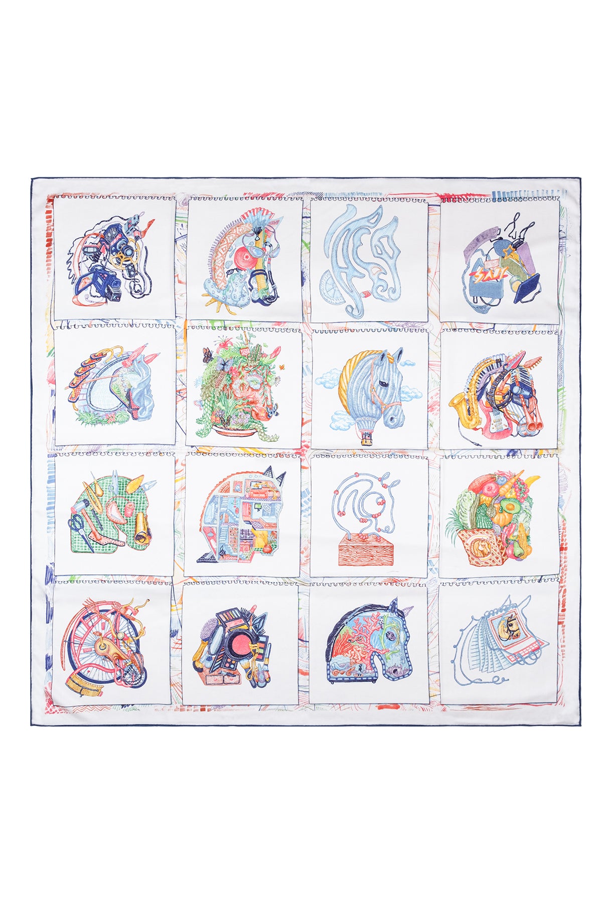 Beyaz Lina Saf İpek Baskılı Şal 140x140cm