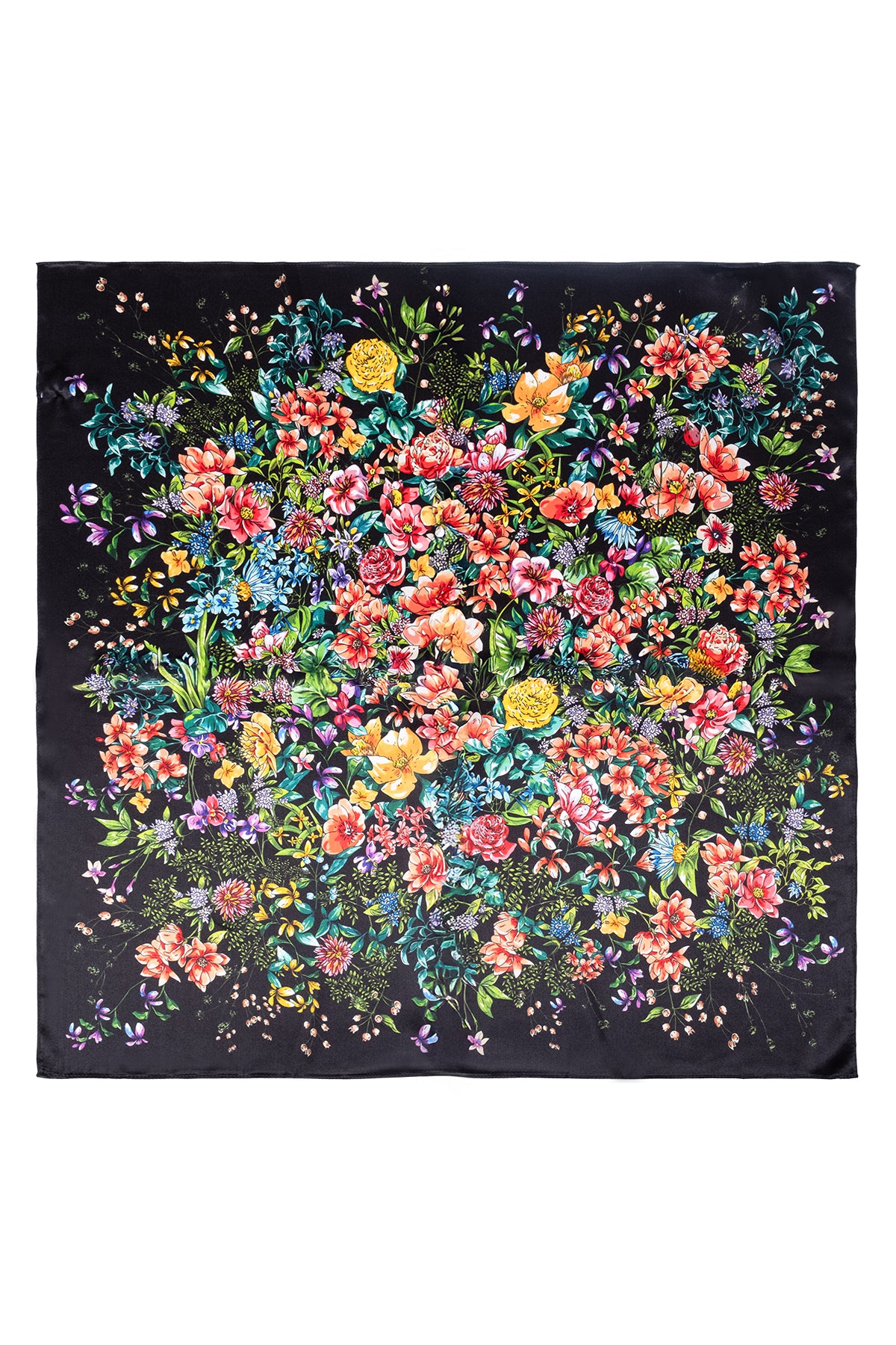 Siyah Lena Saf İpek Eşarp 70x70 cm