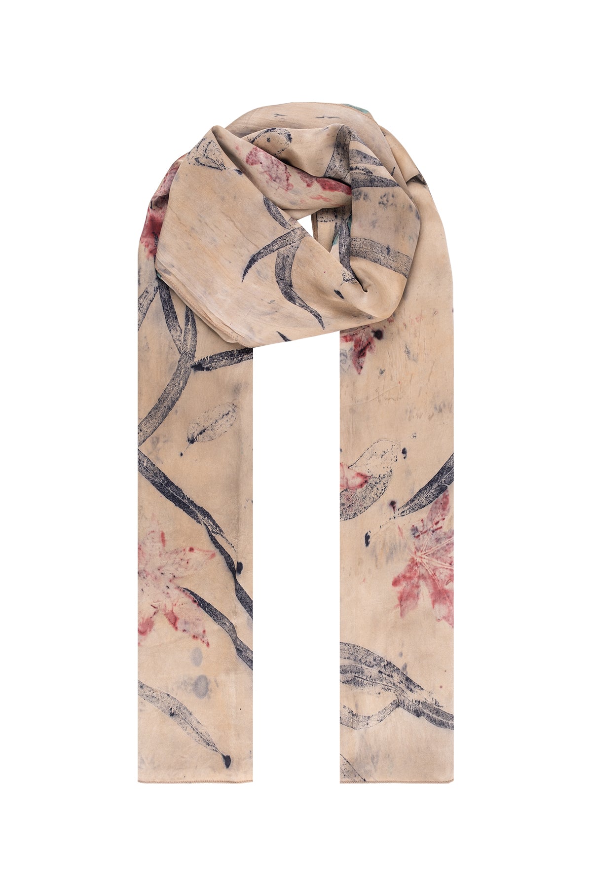 Tarçın Saf İpek El Baskısı Ekolojik Şal 90 x 200 cm