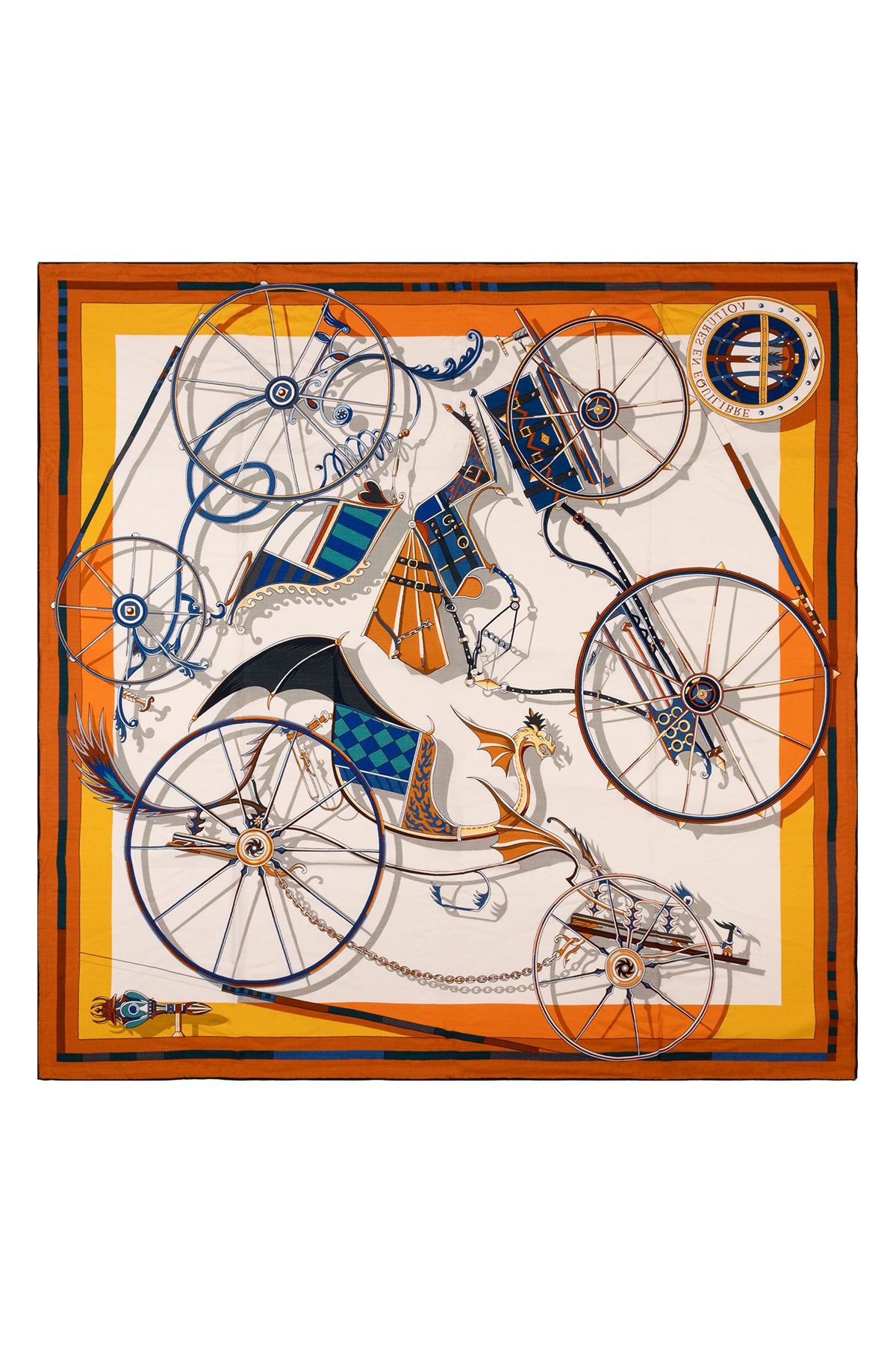 Camel Turuncu Linda Kaşmir Desenli Kare Eşarp 140x140 cm