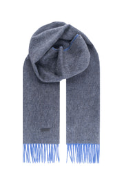 Saks Mavi Gri Patrick Saf Kaşmir Çift Taraflı Atkı 30x164 cm