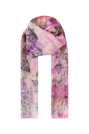 Pembe Saf İpek El Baskısı Ekolojik Şal 90 x 200 cm