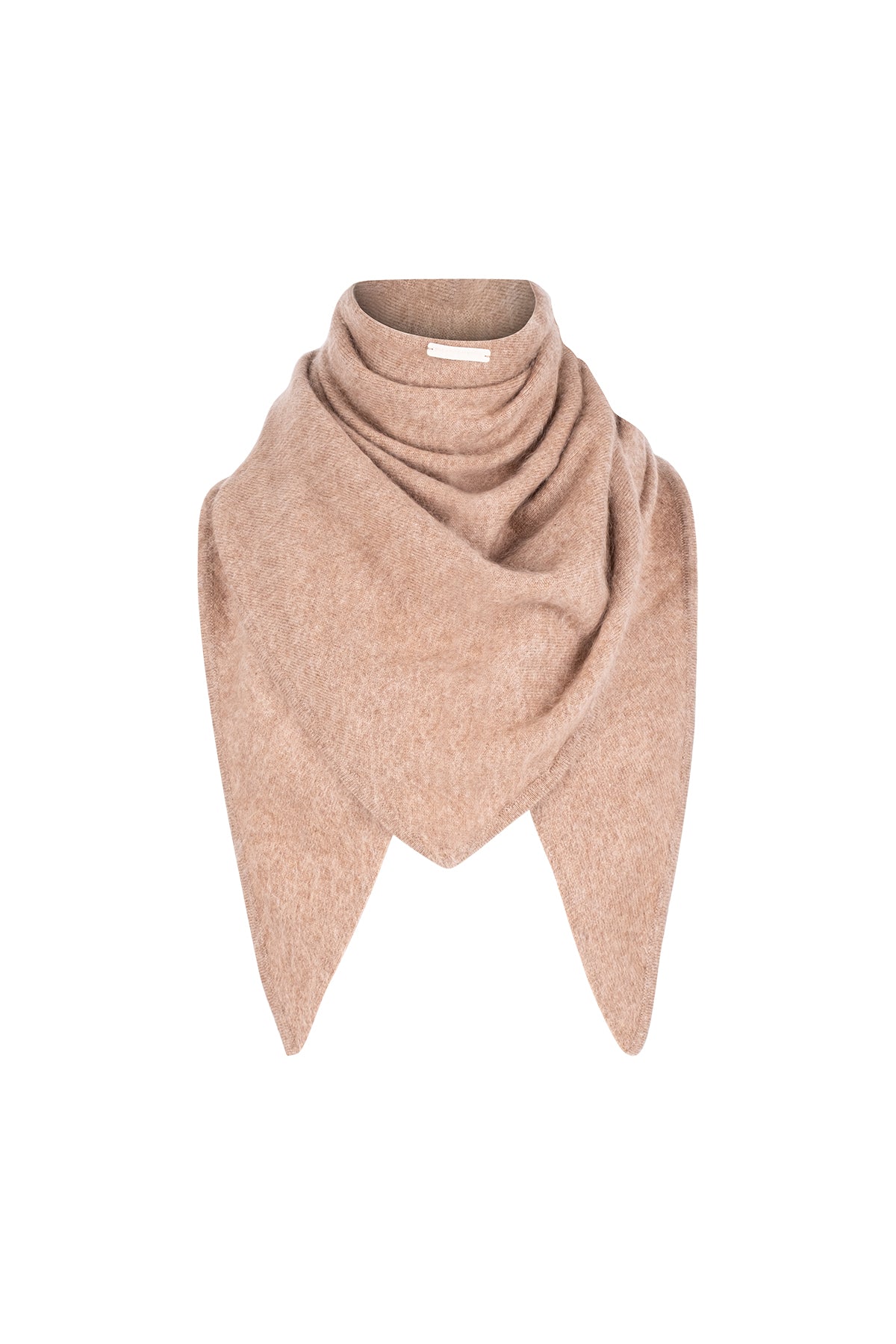 Açık Camel Brushed Saf Kaşmir Üçgen Şal 73x160x73