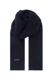 Siyah Copenhagen Saf Yün Ribana Örme Atkı 25x150 cm