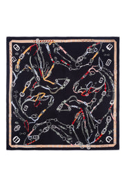 Siyah Linda Saf Kaşmir Desenli Kare Eşarp 140x140 cm