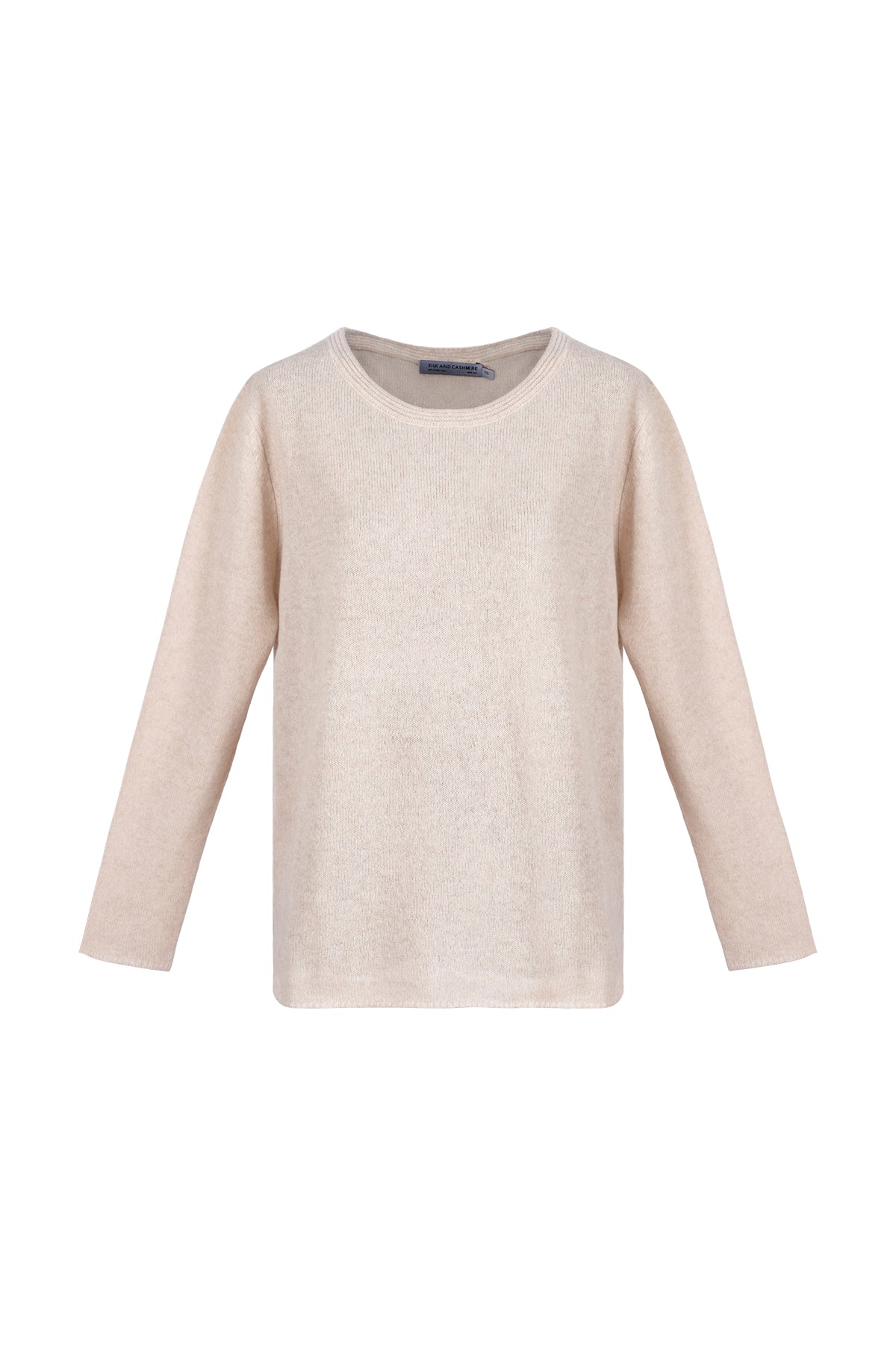 Bej Alexia Saf Kaşmir Yuvarlak Yaka Salaş Kazak