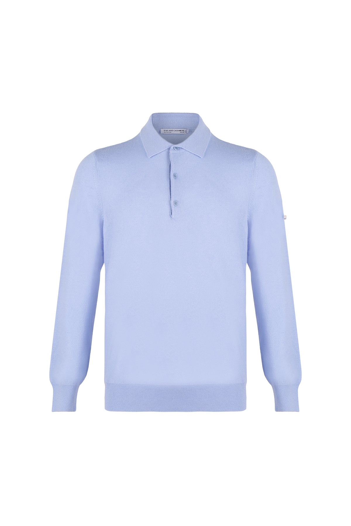 Açık Mavi Saf Kaşmir Polo Kazak