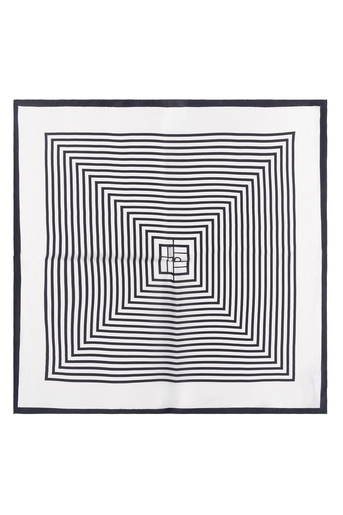 Beyaz Siyah Laila Saf İpek Kare Eşarp 50x50 cm