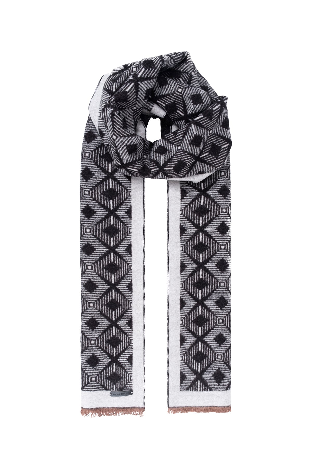 Siyah-Gri Roma Baskılı Lotus Atkı 43x195 cm