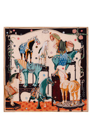 Turuncu Beyaz Lea Kaşmir Desenli Kare Eşarp 70x70