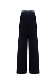 Siyah Paris İpekli Kadife Pantolon