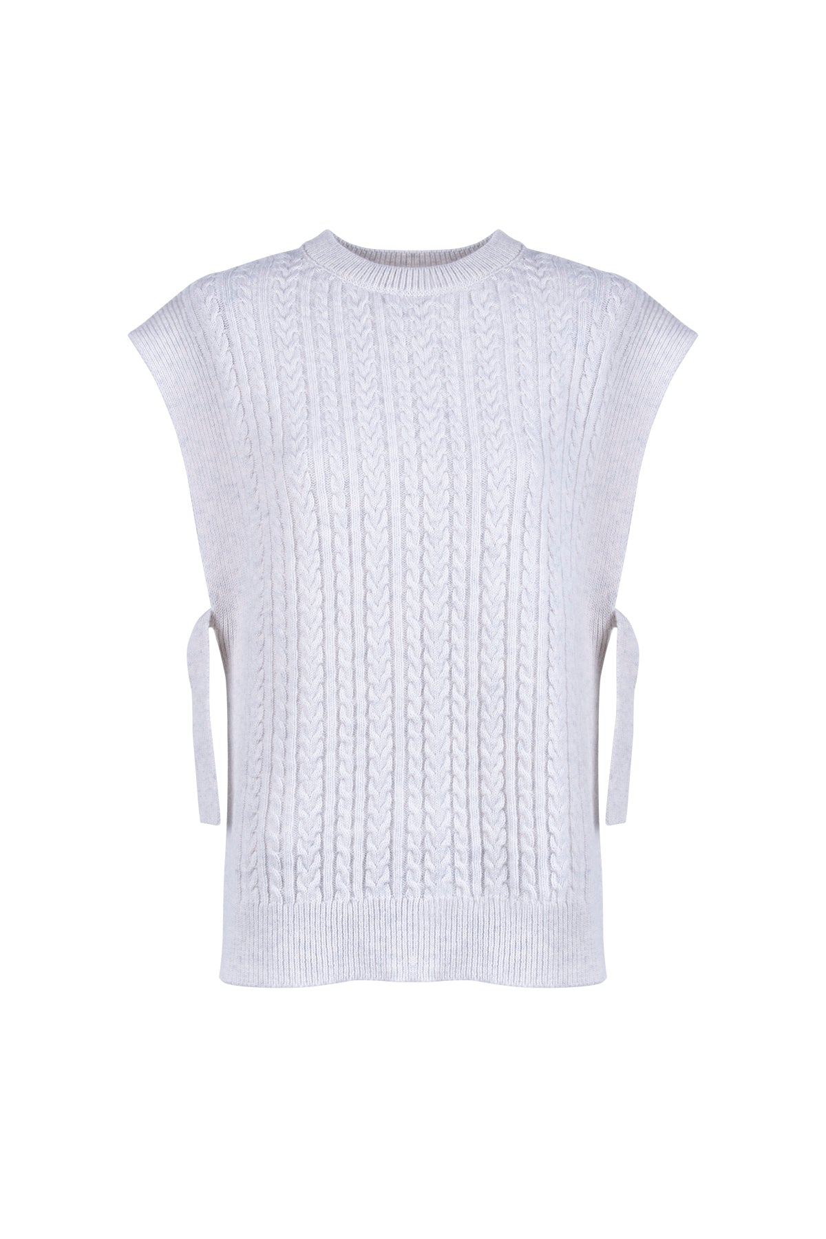 Ekru Melanj Laura Yuvarlak Yaka Yelek