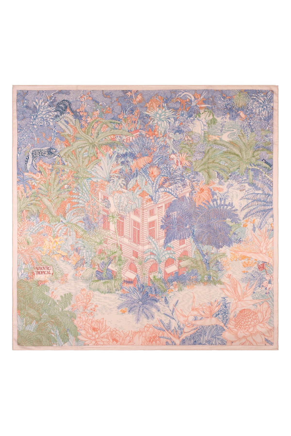 Pembe Linda Kaşmir Desenli Kare Eşarp 140x140  cm