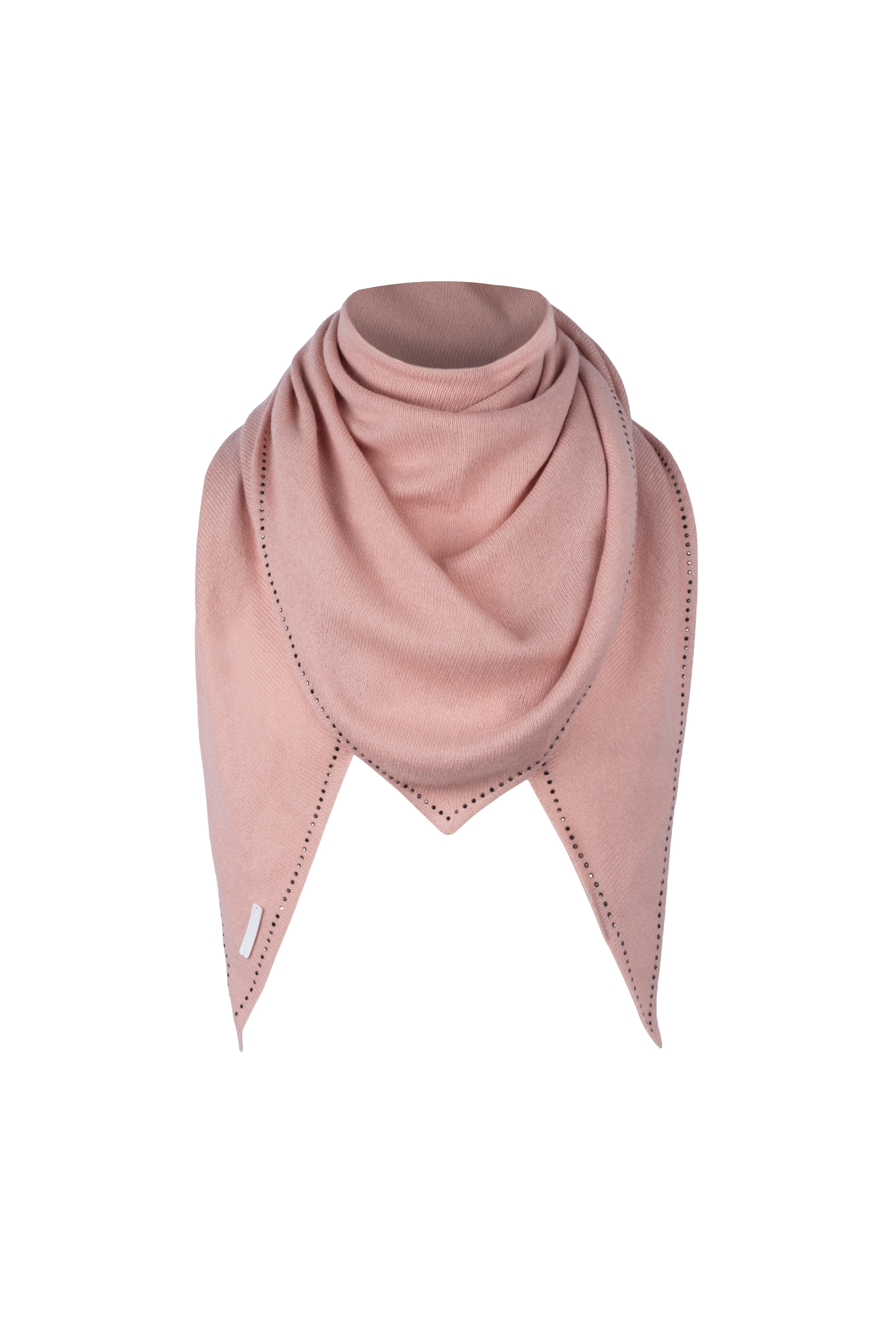 Gül Kurusu Saf Kaşmir Taşlı Üçgen Şal 105x105x165 cm