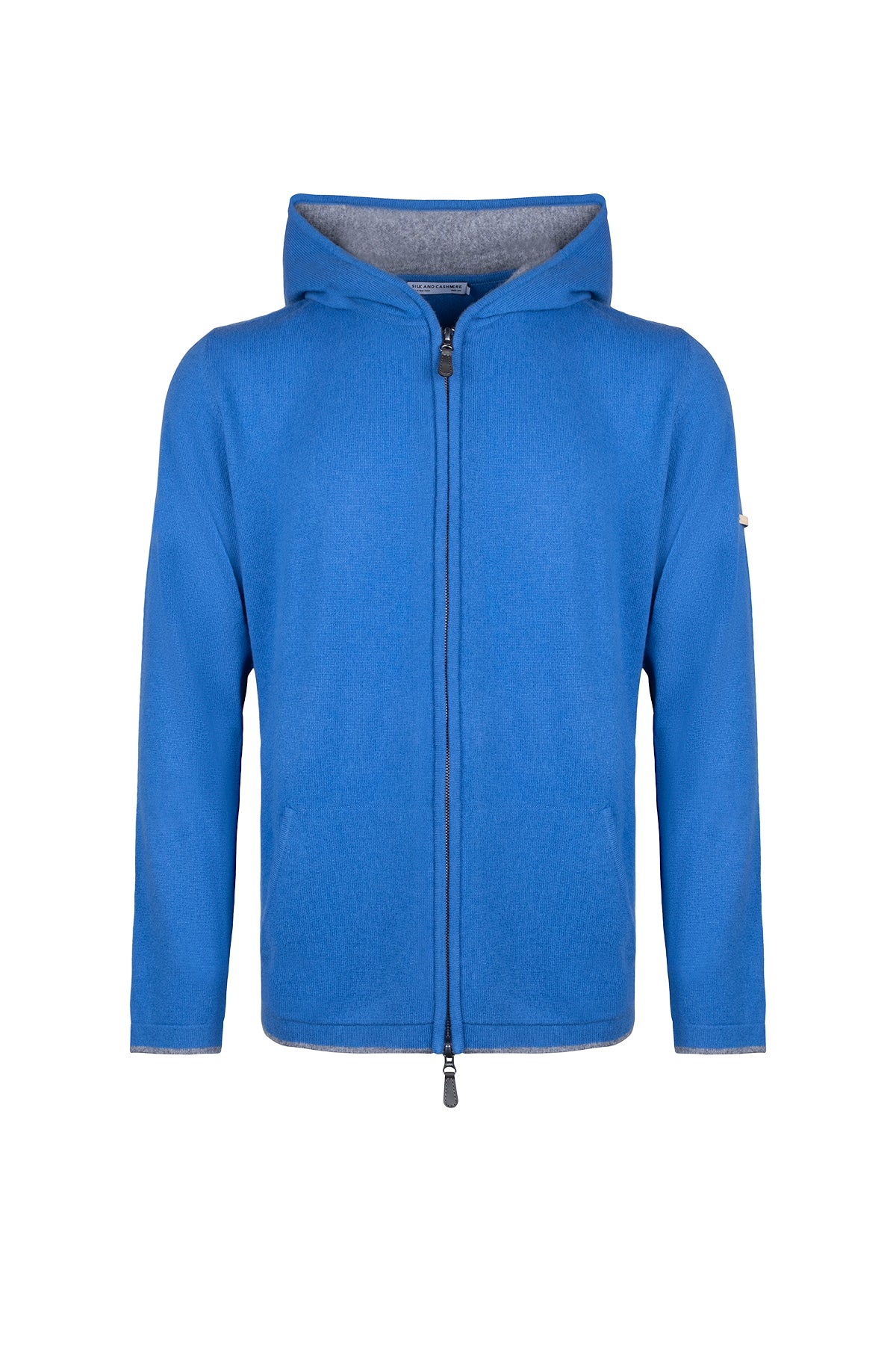 Mavi Scott Saf Kaşmir Kapüşonlu Hırka