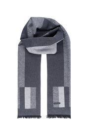 Gri Antrasit Lotus Saf İpek Desenli Atkı 30*177+2cm