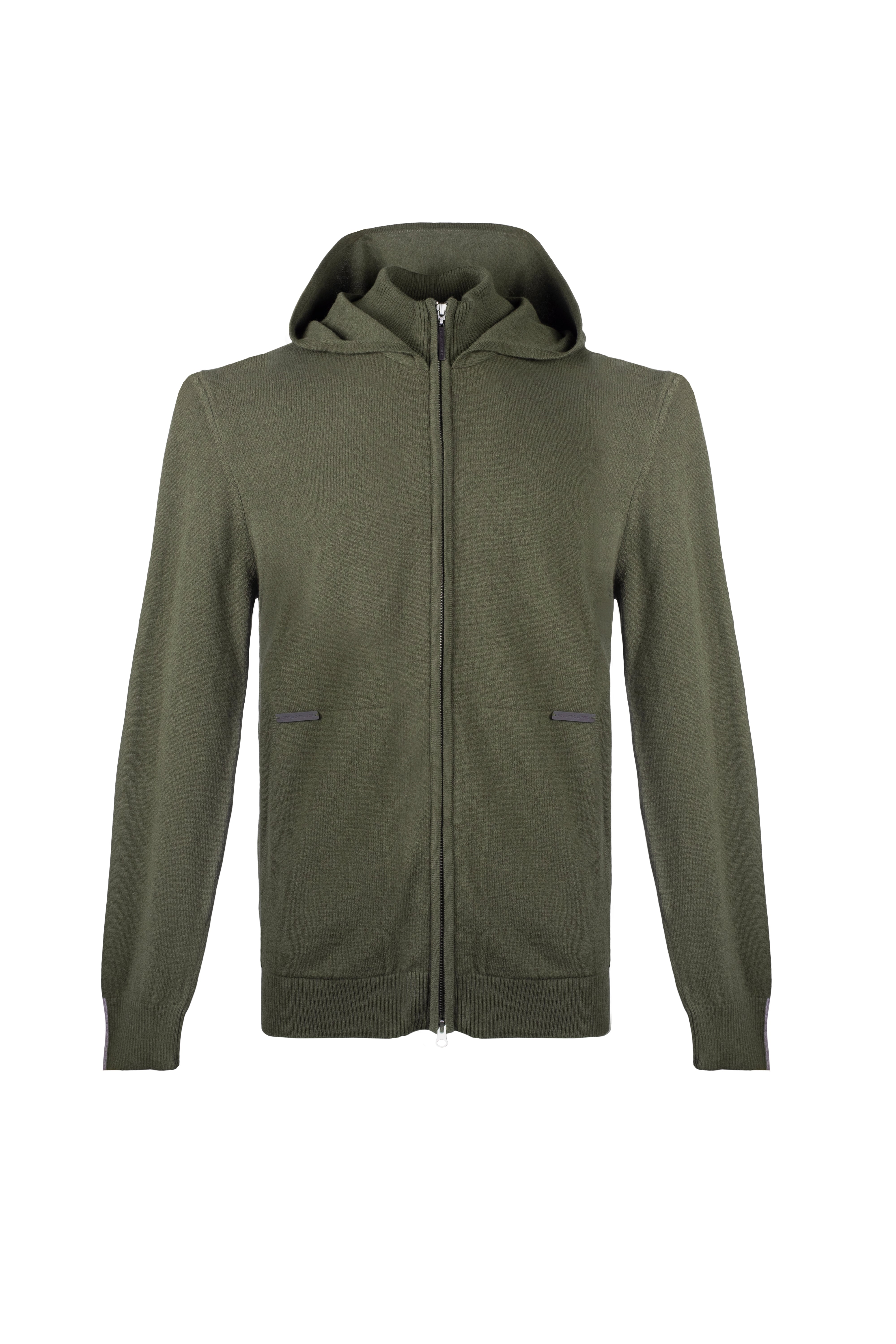 Haki Sam Avusturalya Yün ve Kaşmir Kapüşonlu Erkek Hırka