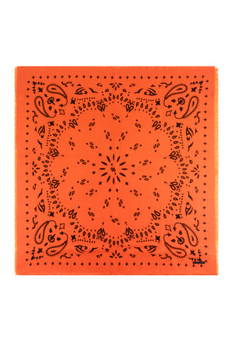 Turuncu Jas Desenli Kare Şal 70x70 cm