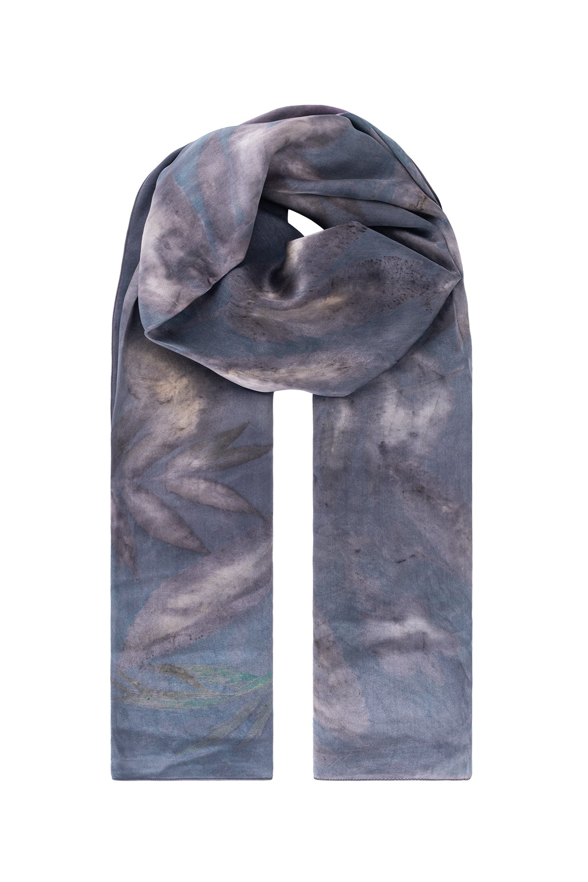 Antrasit Saf İpek El Baskısı Ekolojik Şal 90 x 200 cm