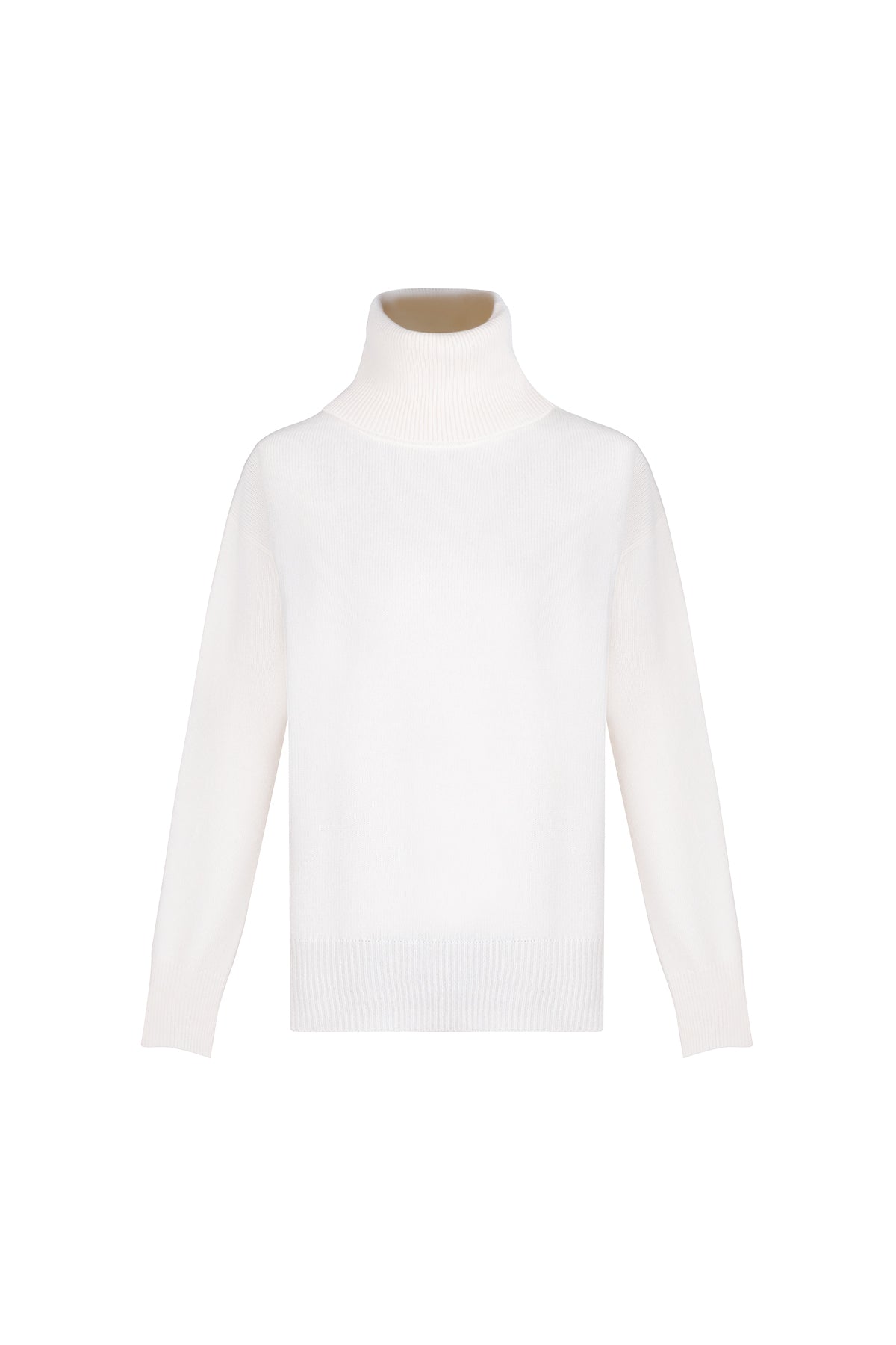 Beyaz Carla Saf Kaşmir Balıkçı Yaka T Kol Kazak