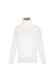 Beyaz Carla Saf Kaşmir Balıkçı Yaka T Kol Kazak