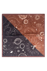 Siyah Kahve Laila Saf İpek Kare Eşarp 50x50 cm