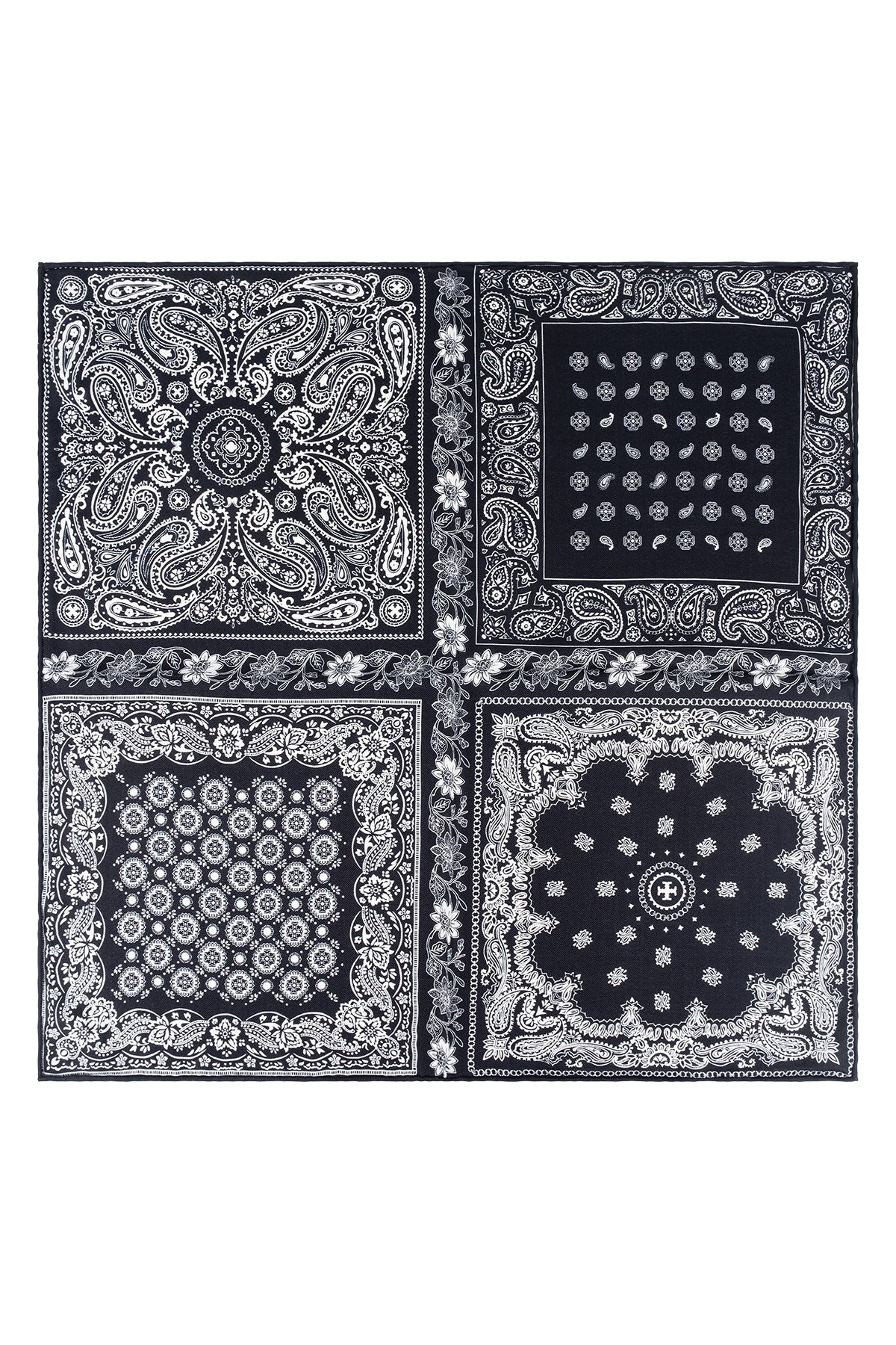 Siyah Lea Kaşmir Desenli Kare Eşarp 70x70 cm