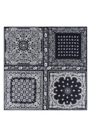 Siyah Lea Kaşmir Desenli Kare Eşarp 70x70 cm