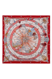 Kırmızı Pembe Linda Kaşmir Desenli Kare Eşarp 140x140  cm