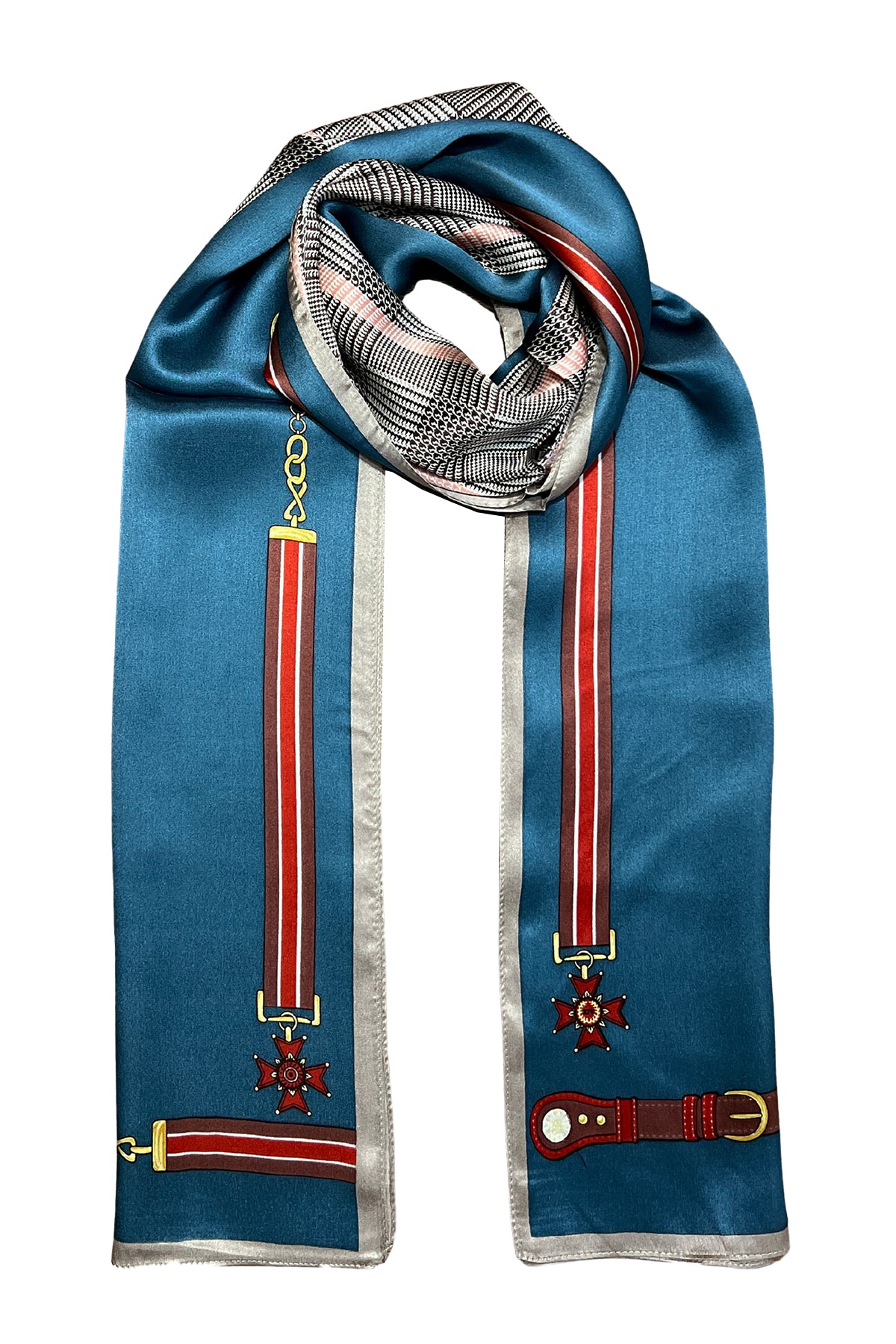 Lacivert Oblong Saf İpek Roma Fular 50x70 cm