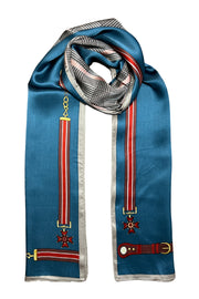 Lacivert Oblong Saf İpek Roma Fular 50x70 cm