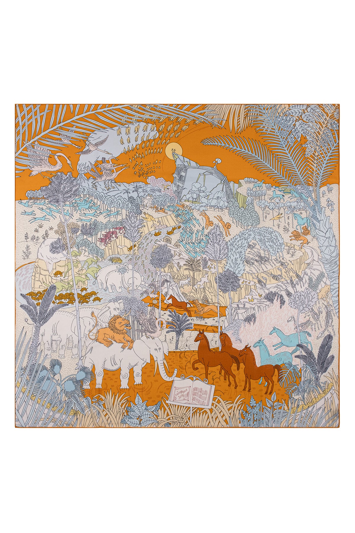 Turuncu Linda Kaşmir Desenli Kare Eşarp 140x140  cm