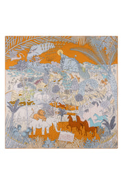 Turuncu Linda Kaşmir Desenli Kare Eşarp 140x140  cm