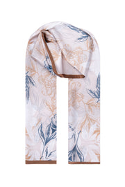 Bej Beyaz Luciana İpek Desenli Fular 55x170 cm