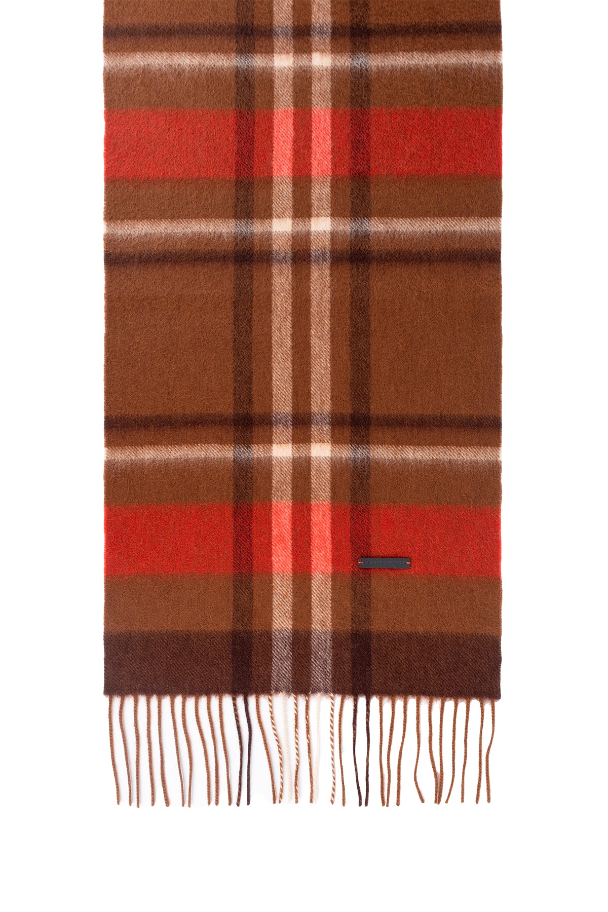 Camel Patrick Saf Kaşmir Kareli Atkı 30x164 cm