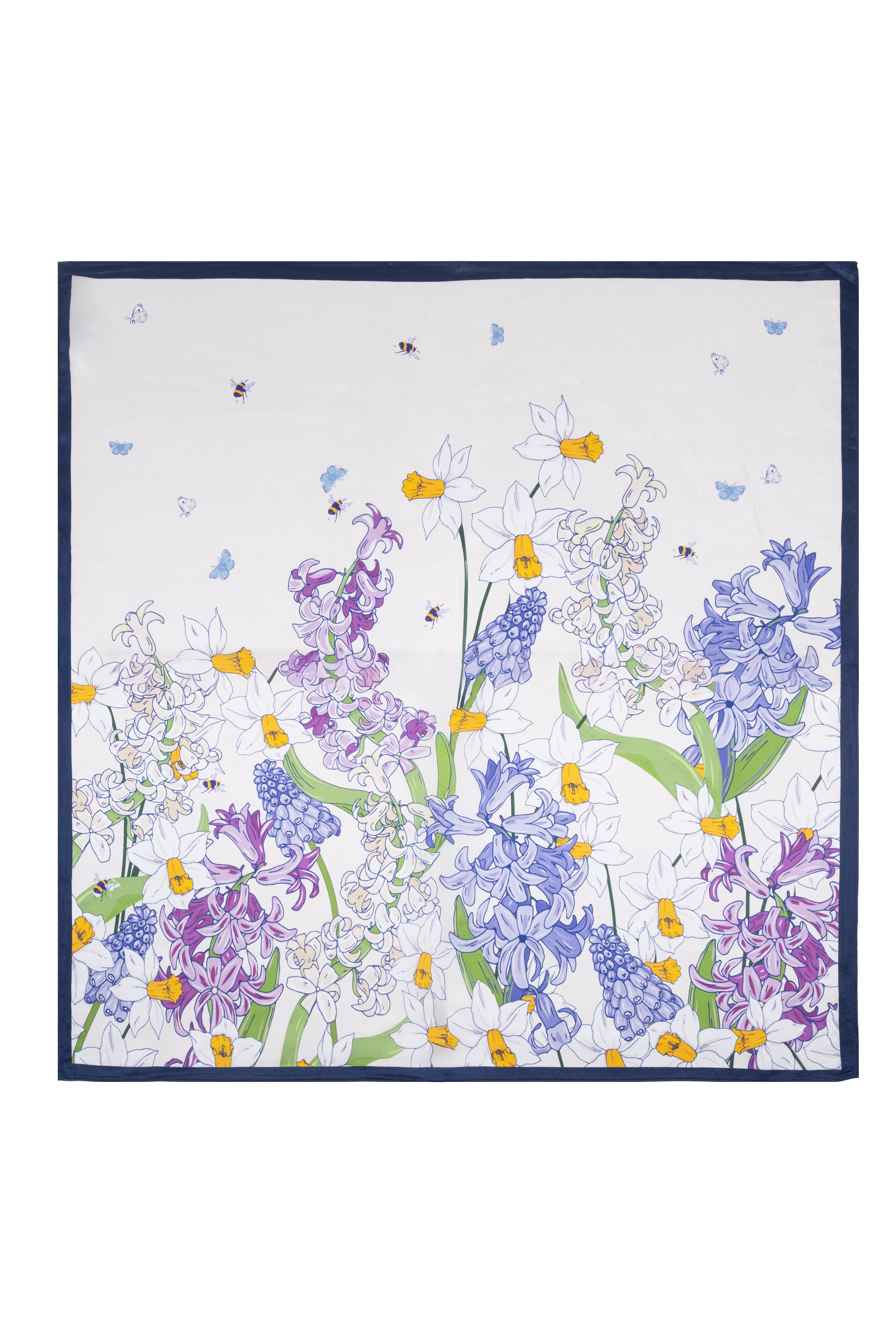 Beyaz Mor Lena Saf İpek Eşarp 70x70 cm