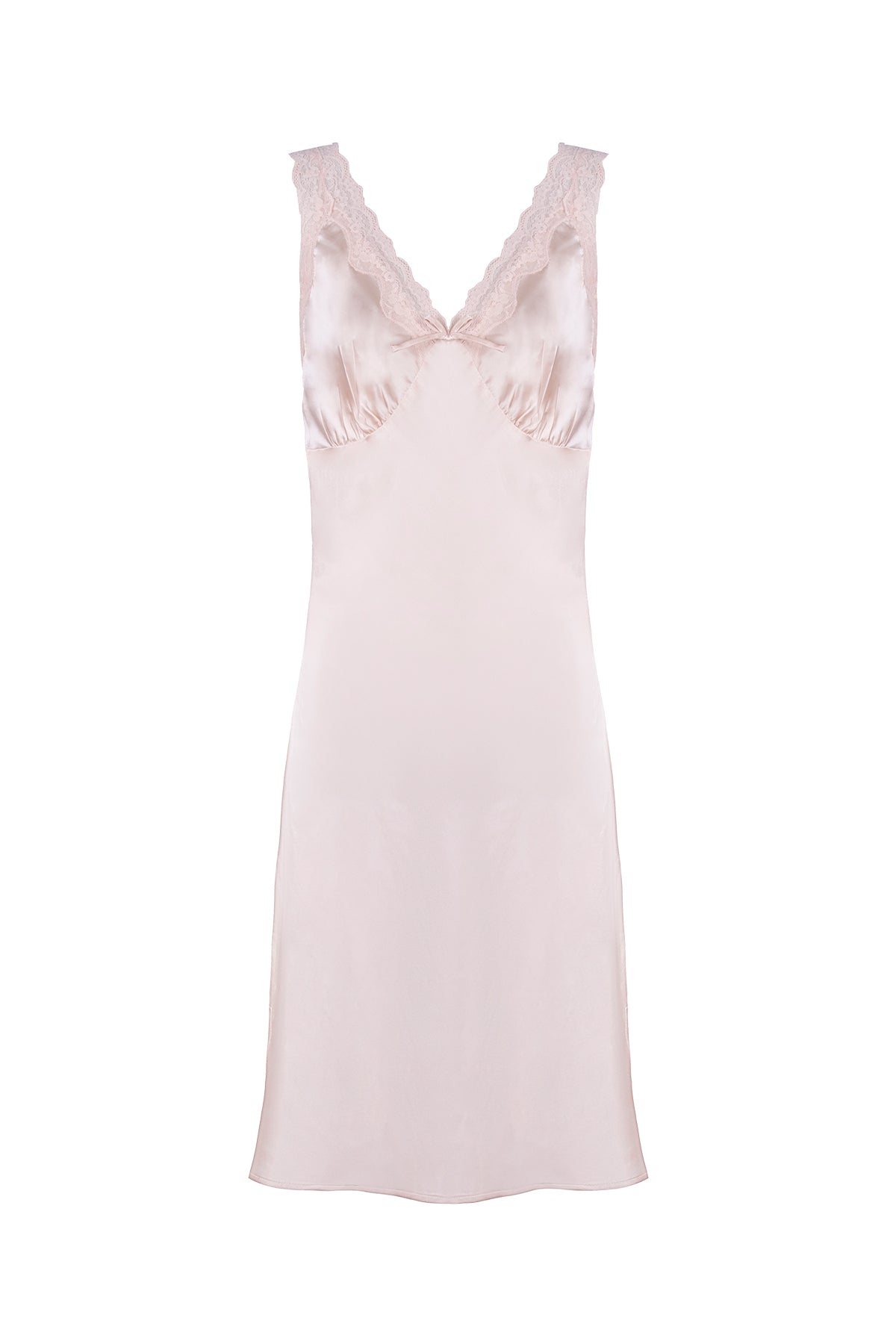Gül Kurusu Cindy Saf İpek Dantel Detaylı Gecelik