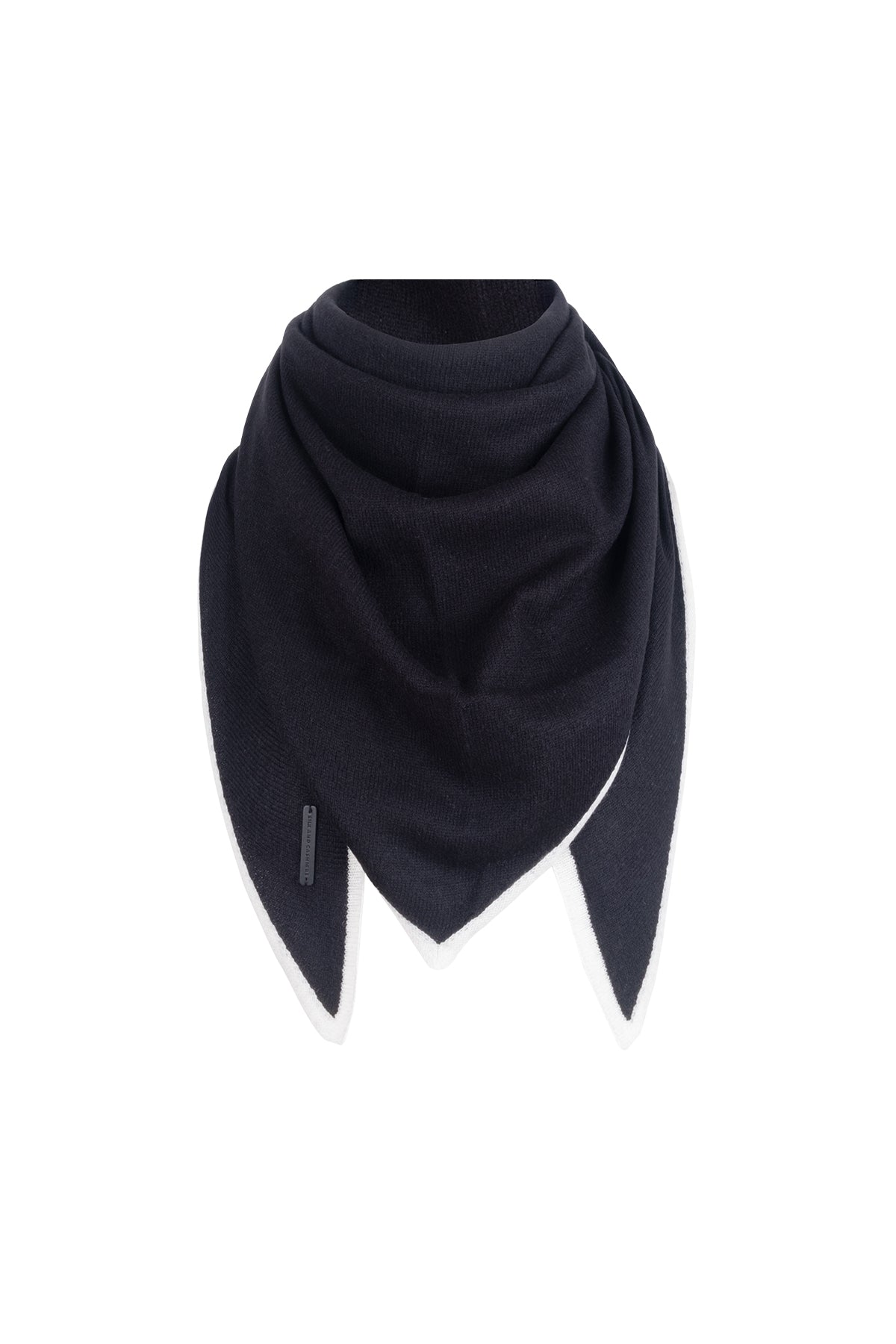 Siyah Saf Kaşmir Üçgen Atkı 73x160x73 cm