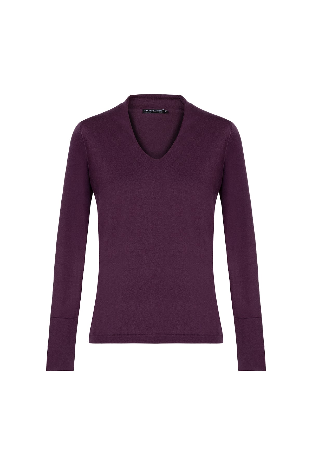 Mürdüm Zoe İpek Kaşmir Derin V Yaka Triko