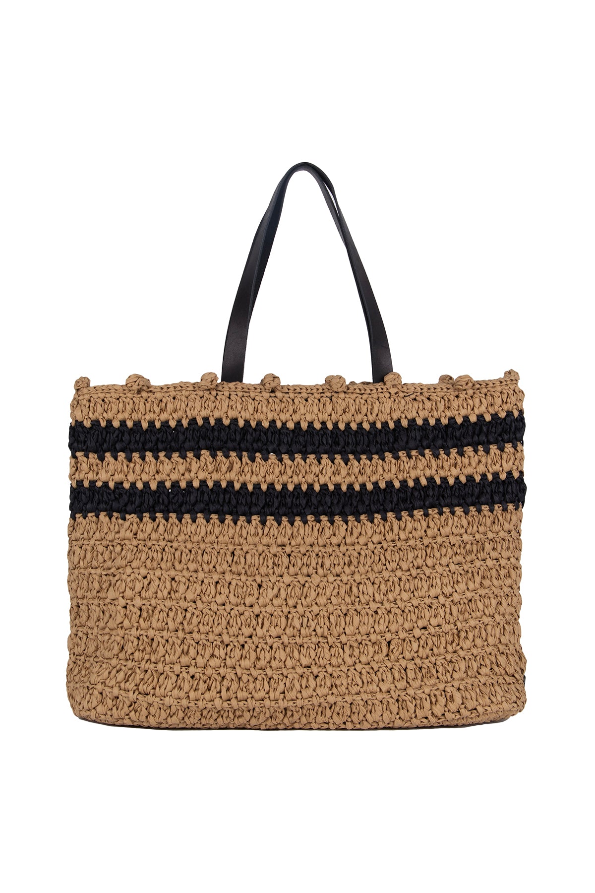 Bej Nina Renkli Çizgili Rafya Çanta 42x31x11cm