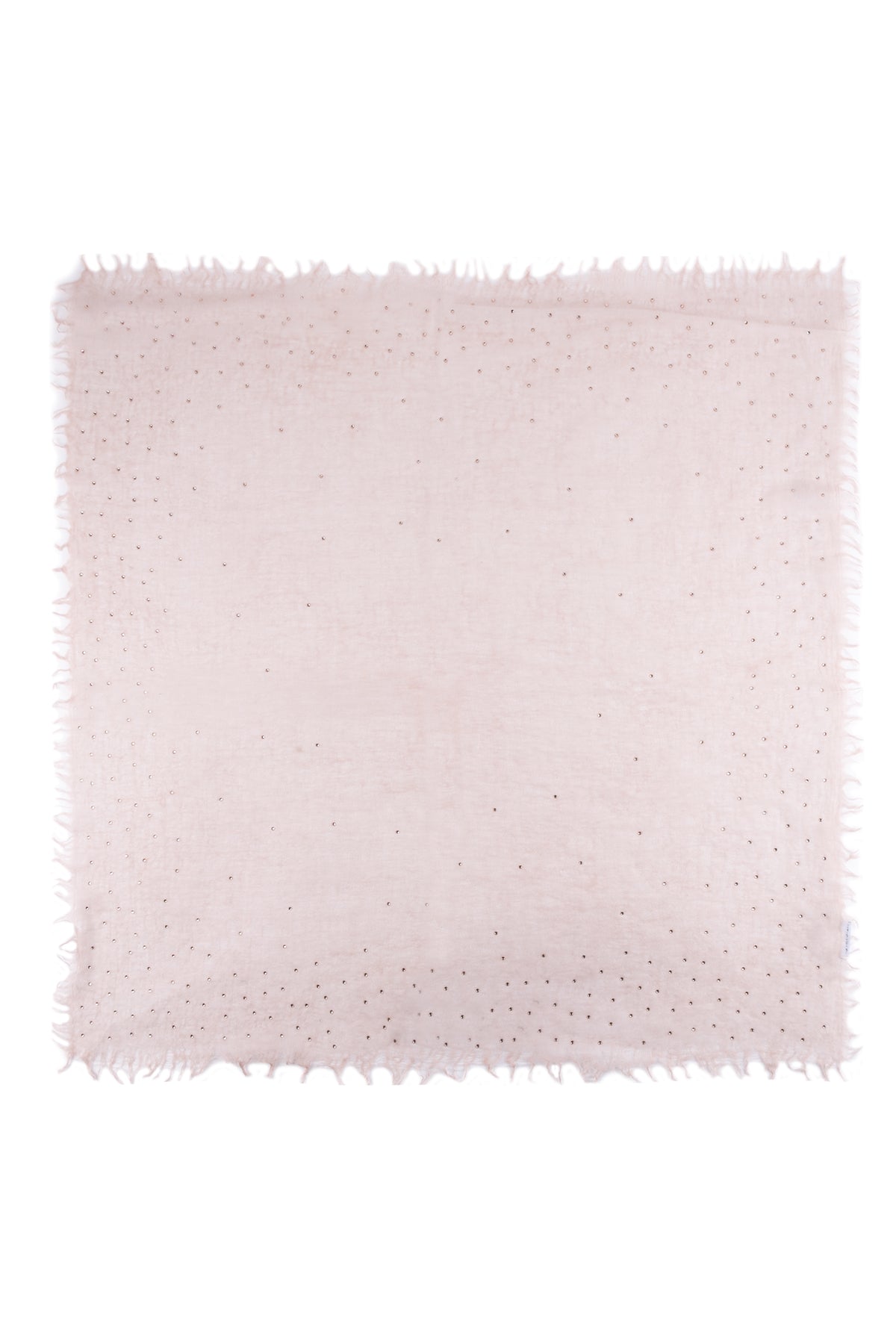 Gül Kurusu Jas Saf Kaşmir Taşlı Kare Şal 70x70 cm