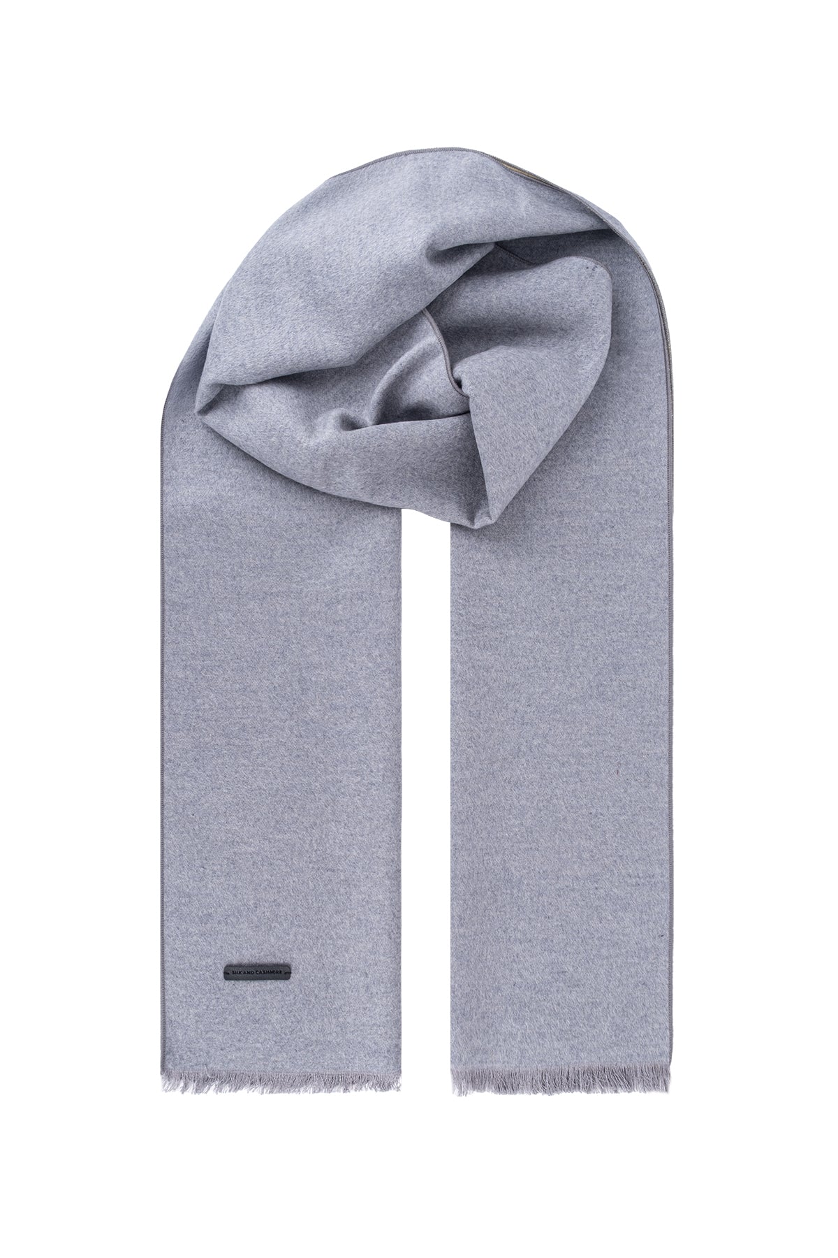 Açık Gri Lotus Saf İpek Çift Taraflı Atkı 30x177 cm