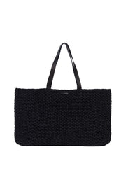 Siyah Nina Renkli Çizgili Rafya Çanta 47x27x13cm