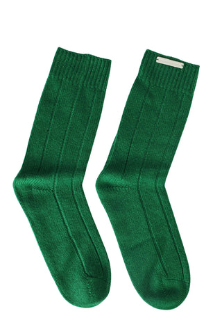 Yeşil Saf Kaşmir Ribanalı Kadın Çorap