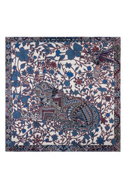 Mavi Beyaz Linda Kaşmir Desenli Kare Eşarp 140x140 cm