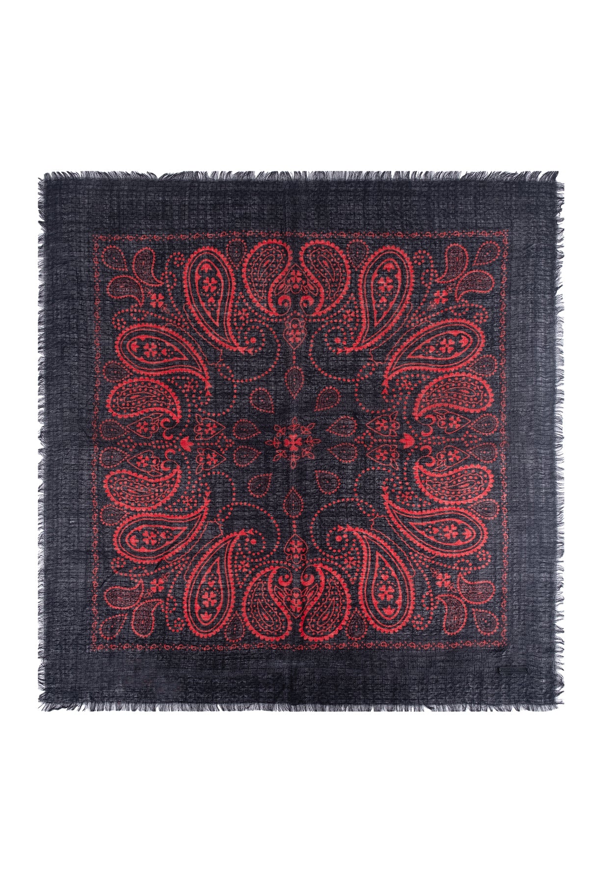 Siyah Jas Desenli Kare Şal 70x70 cm