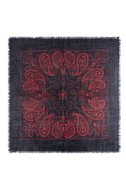 Siyah Jas Desenli Kare Şal 70x70 cm