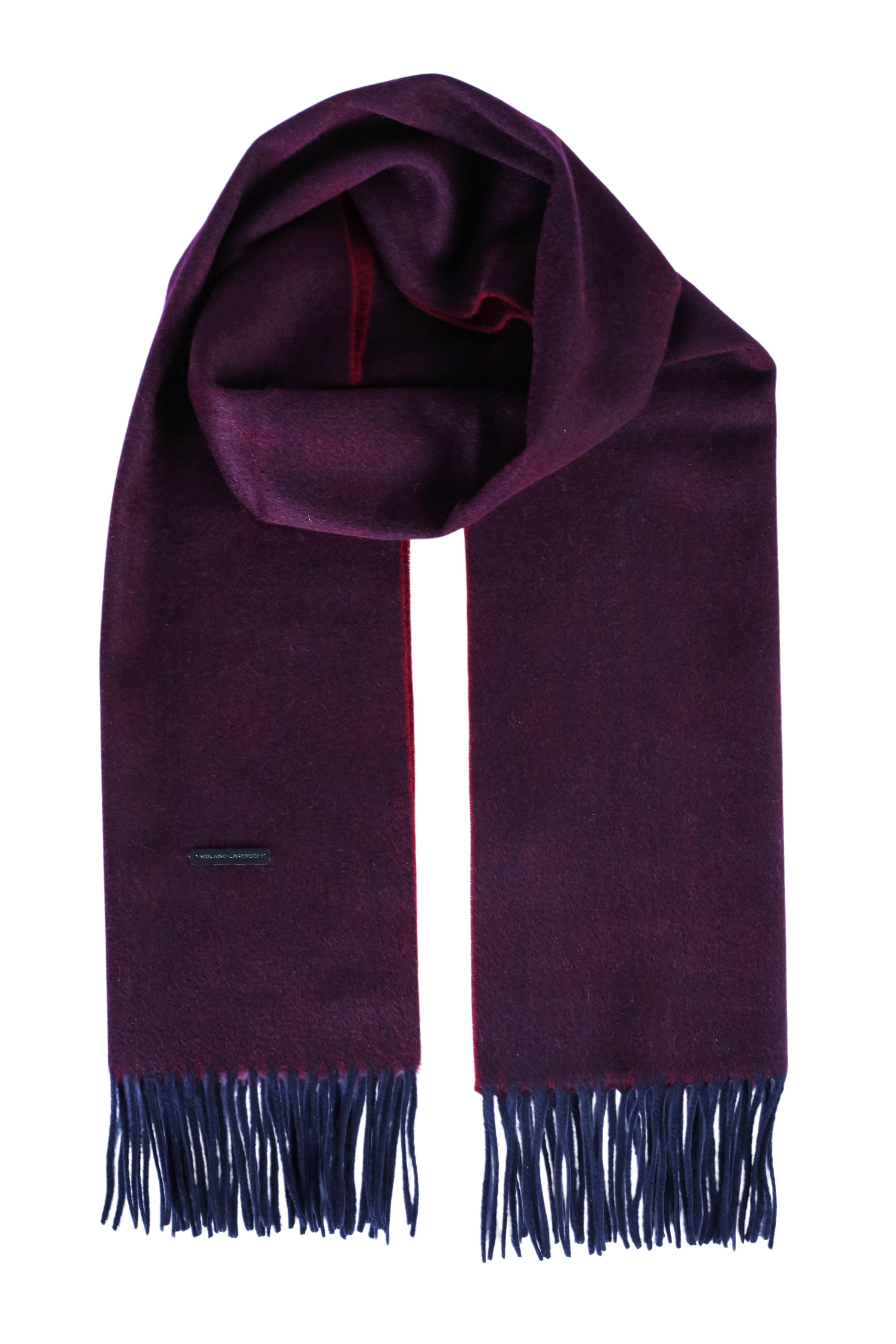 Borda Mavi Saf Kaşmir Patrick Çift Renkli Atkı 164x35 cm